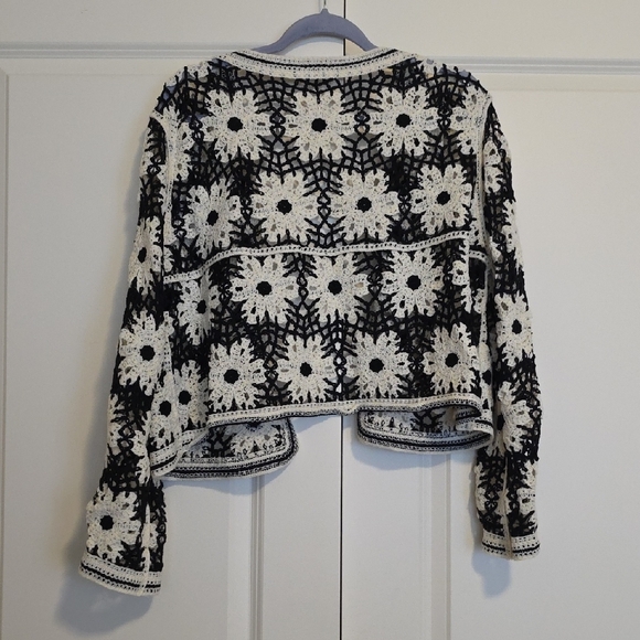 NWOT POL Black and White Crochet Cardigan - Picture 3 of 3